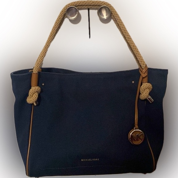 MICHAEL KORS Marina💙Navy Blue💙Large Canvas Tote with Rope Straps/Like New - Picture 12 of 13